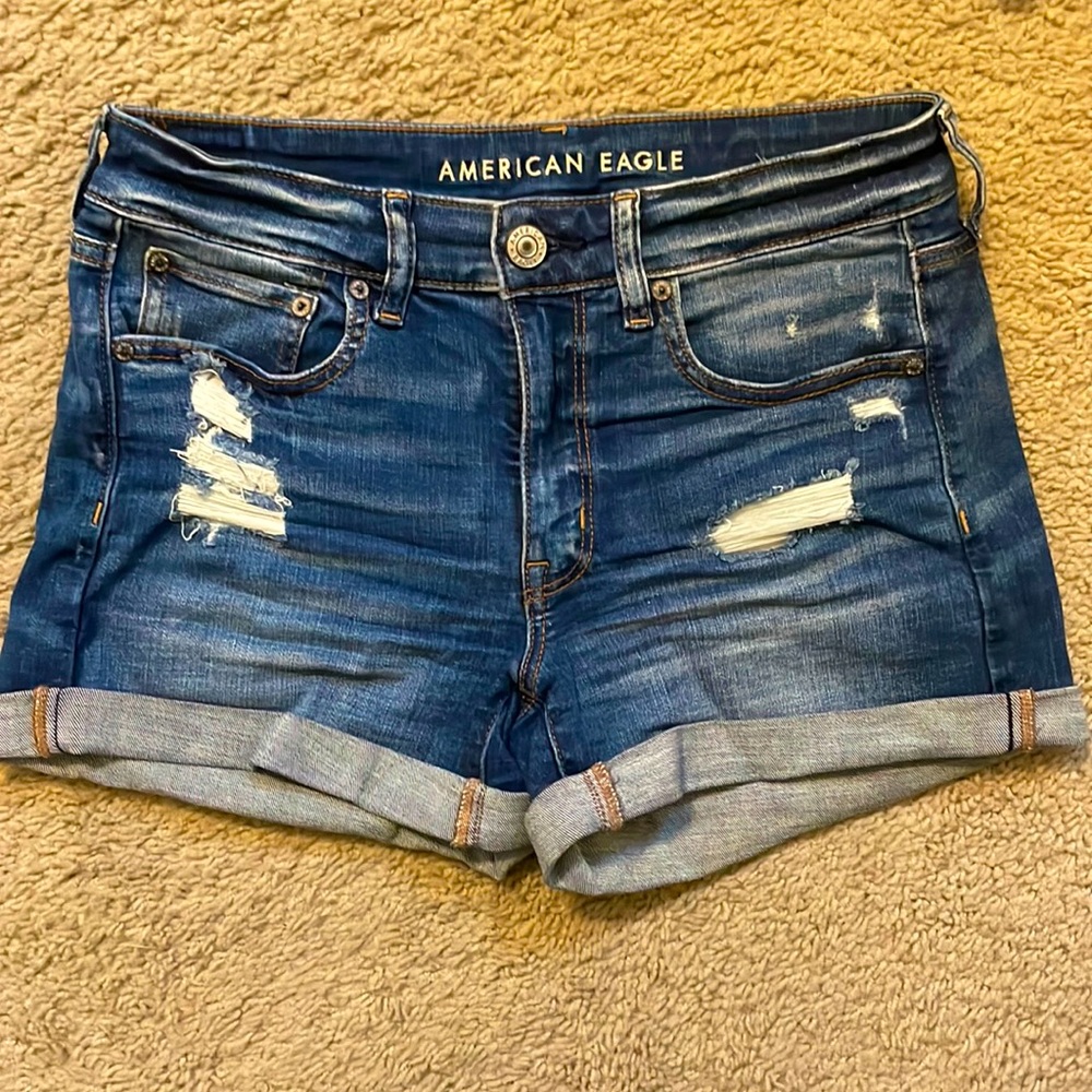 AE Destroyed Denim Shorts - Midi Length